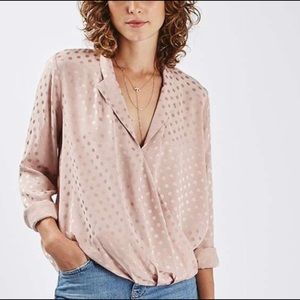 Topshop Blush Pink Dot Blouse